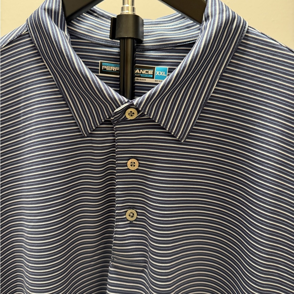 Roundtree & Yorke Navy Striped Polo Shirt